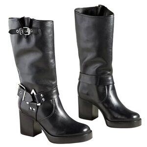 Schutz Kiara Moto Boots Black, Size 8.5 Brand New With Box